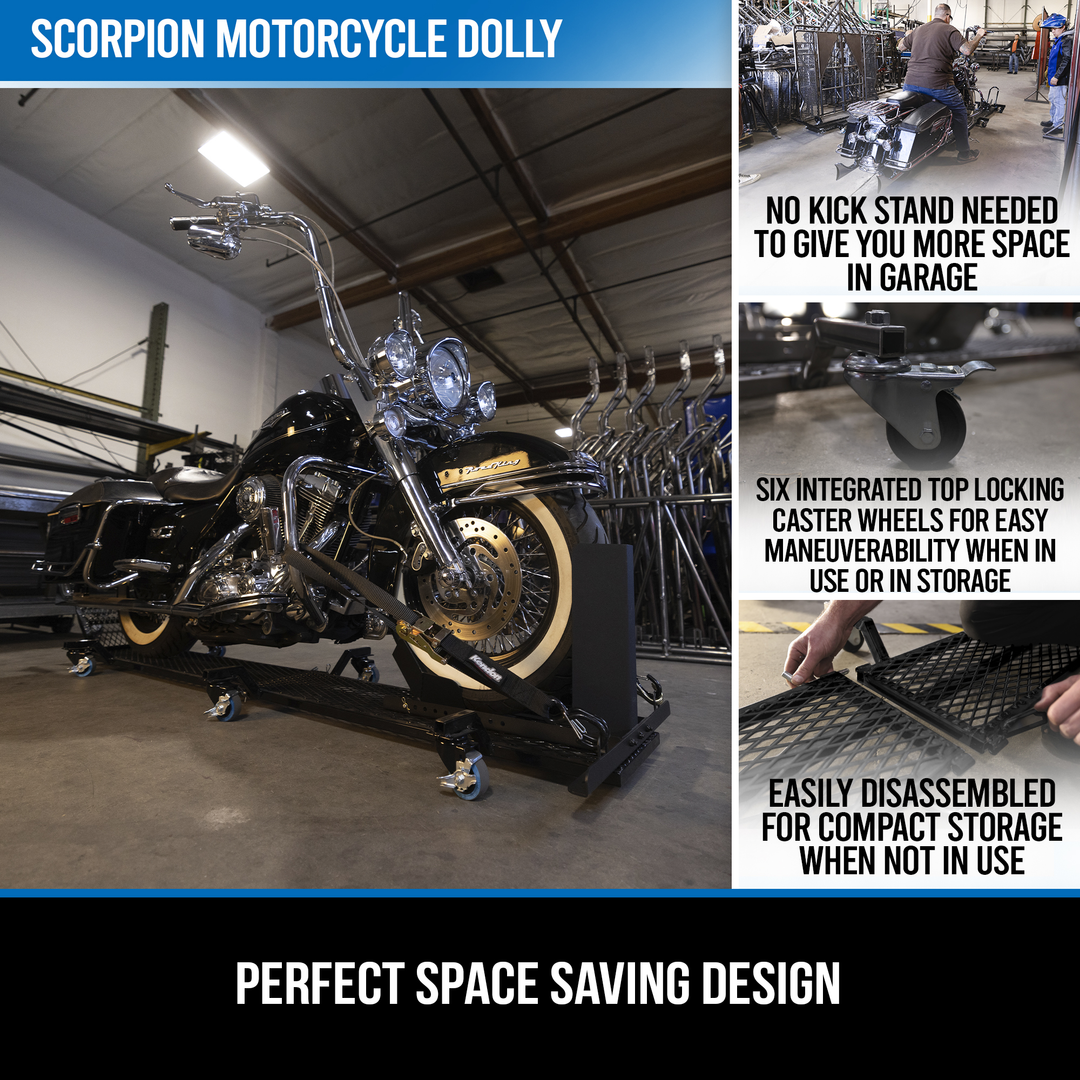 Kendon Folding Scorpion Motorcycle Dolly with Adjustable Wheel Chock