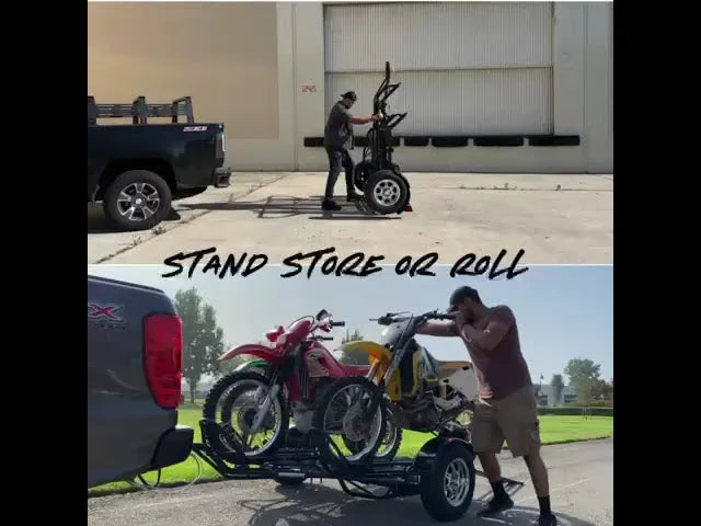 3-Rail Freestyle Motorcycle Trailer Stand Store or Roll