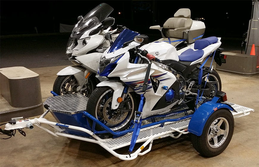 Dual Ride-Up SRL Folding Motorcycle Trailer