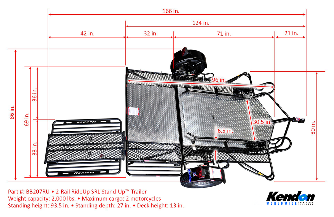 Go! Series Dual Rail Ride-Up Folding Motorcycle Trailer - Standard Chrome Wheels