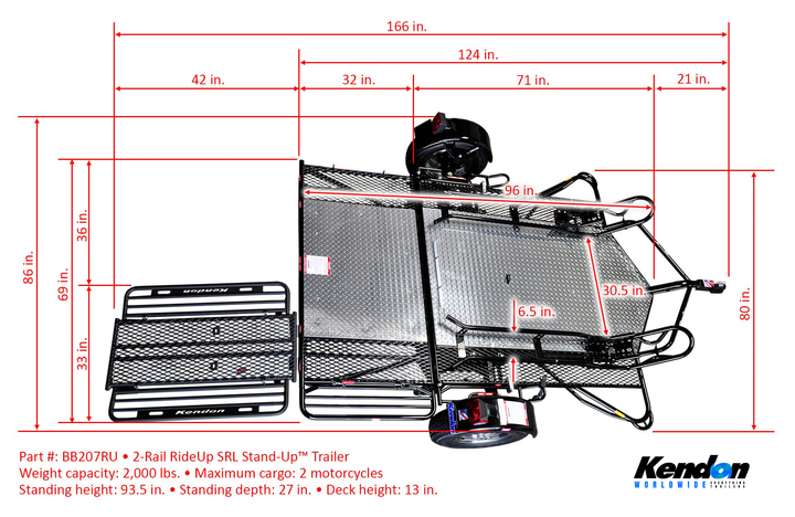 Go! Series Dual Rail Ride-Up Folding Motorcycle Trailer - Standard Chrome Wheels