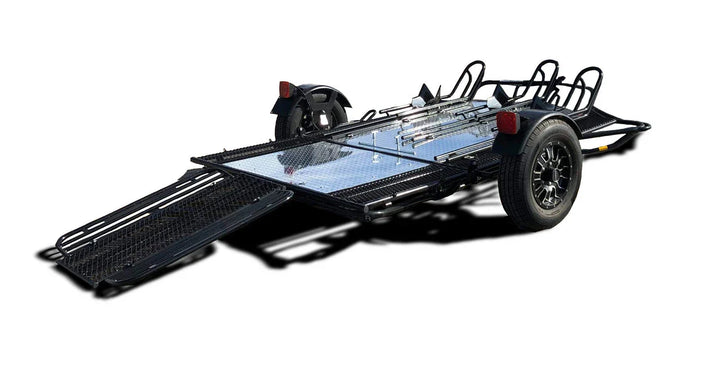 MT3 Stand Store or Roll Ride-Up 3-Rail Motorcycle Trailer