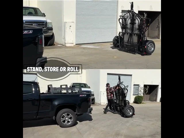 MT3 Stand Store or Roll Ride-Up 3-Rail Motorcycle Trailer