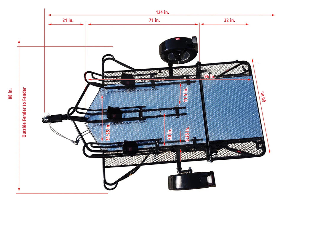 MT3 Stand Store or Roll Ride-Up 3-Rail Motorcycle Trailer