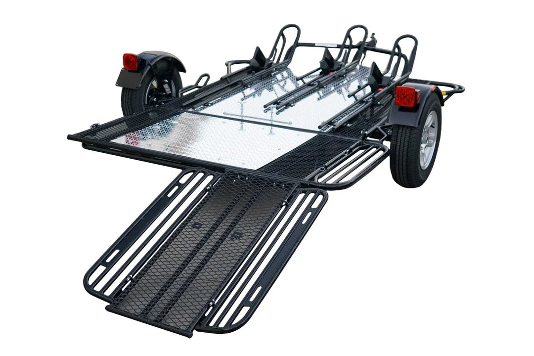 MT3 Stand Store or Roll Ride-Up 3-Rail Motorcycle Trailer