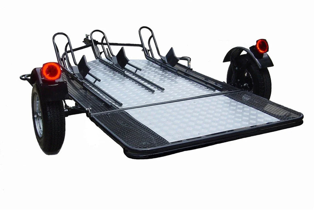 MT3 Stand Store or Roll Ride-Up 3-Rail Motorcycle Trailer