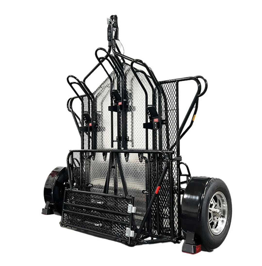 MT3 Stand Store or Roll Ride-Up 3-Rail Motorcycle Trailer