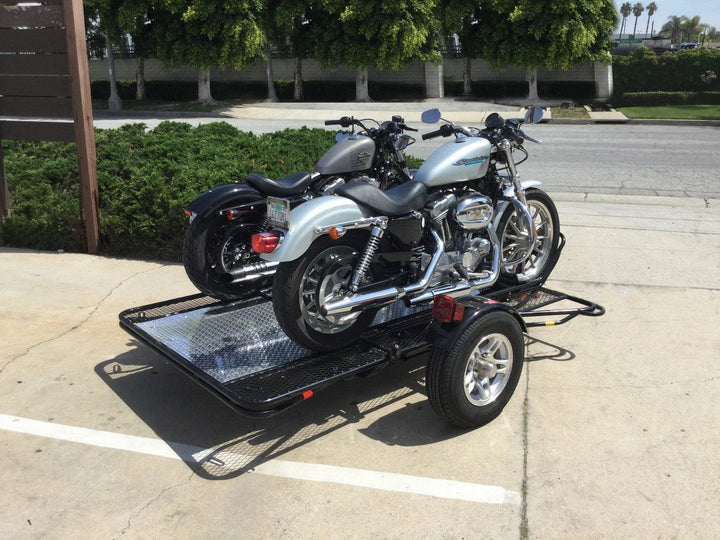 MT3 Stand Store or Roll Ride-Up 3-Rail Motorcycle Trailer