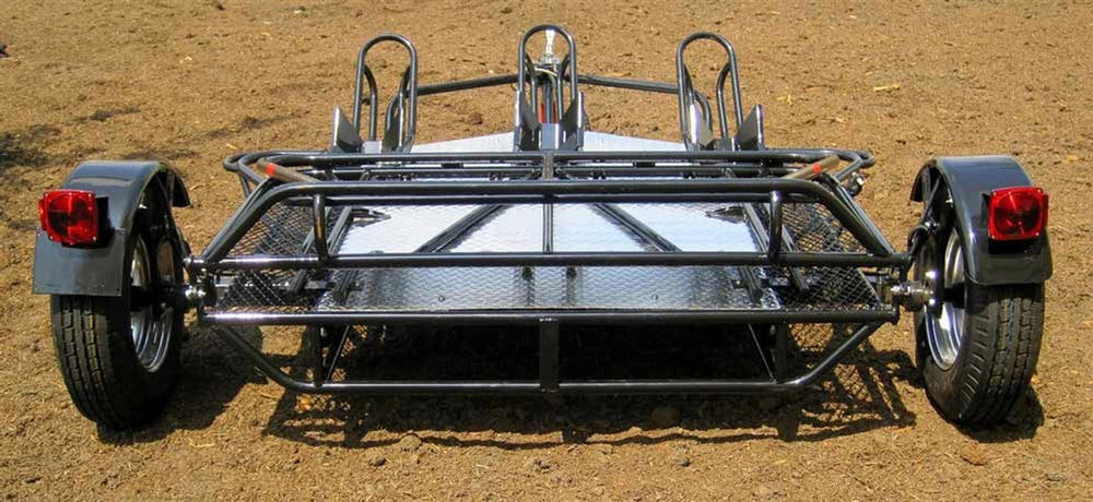 MT3 Stand Store or Roll Ride-Up 3-Rail Motorcycle Trailer