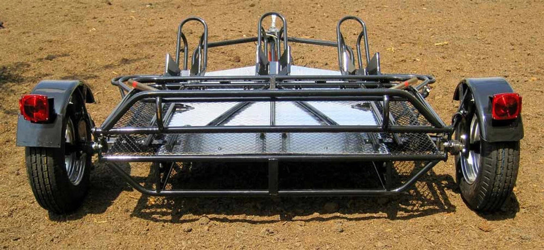 MT3 Stand Store or Roll Ride-Up 3-Rail Motorcycle Trailer